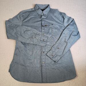 NWT John Varvatos U.S.A. Men’s L Blue Striped Old Money Button Down Dress Shirt